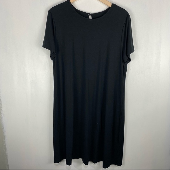 J. Jill Wearever Collection Essential Flowy T-Shirt Mini Dress Black Size Large - Picture 1 of 5